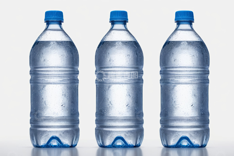 高清大图下载【趣麦麦图】三瓶蓝色塑料瓶装饮用水