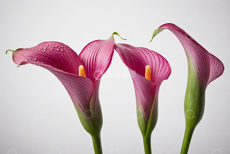 高清大图下载【趣麦麦图】三朵紫色马蹄莲特写