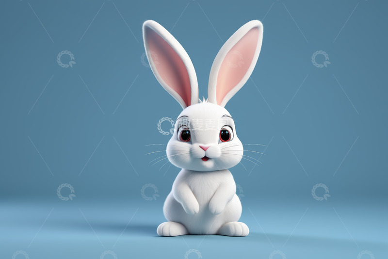高清大图下载【趣麦麦图】可爱白色动画兔子形象素材