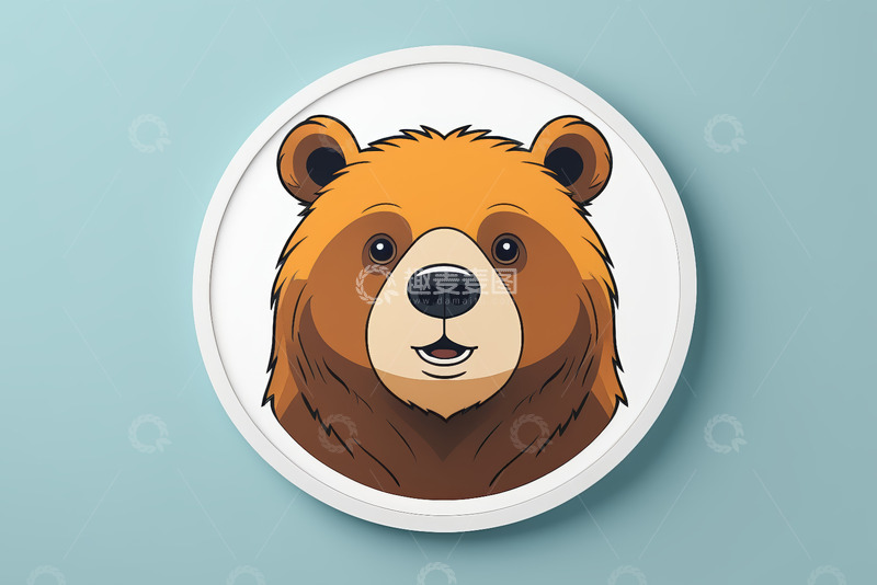 高清大图下载【趣麦麦图】圆形背景中的卡通熊头像