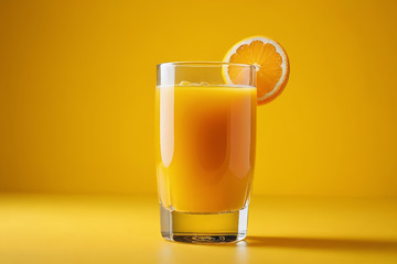 玻璃杯装鲜榨橙汁