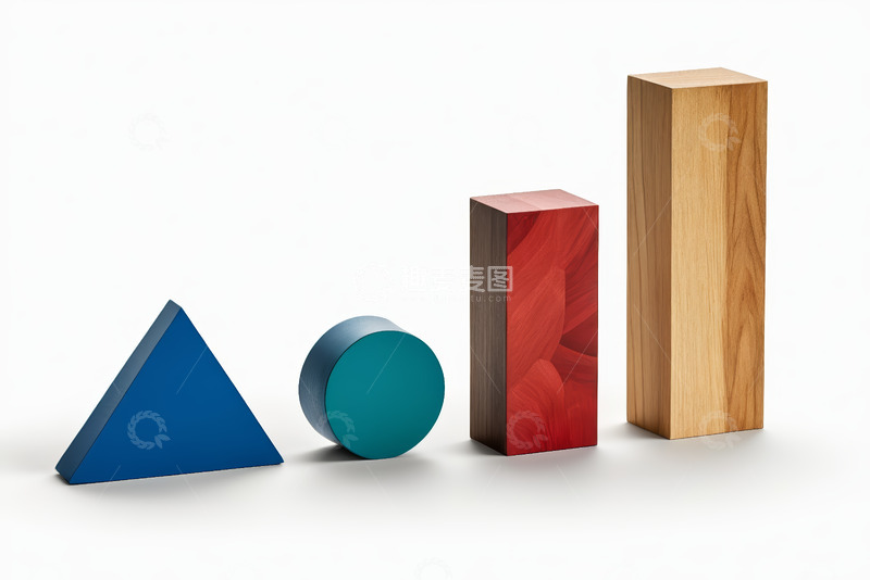 高清大图下载【趣麦麦图】彩色几何形状3D模型展示