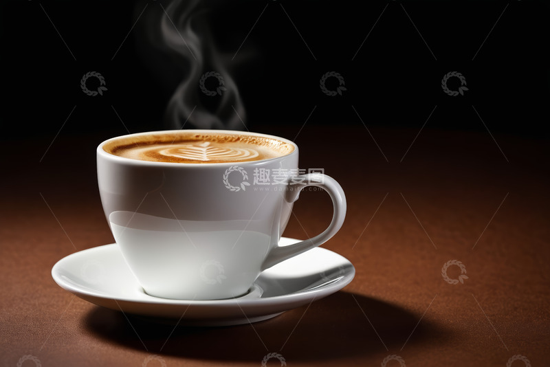高清大图下载【趣麦麦图】白色咖啡杯中的拉花咖啡