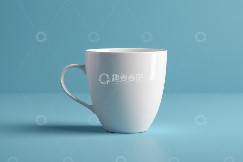 高清大图下载【趣麦麦图】蓝色背景白色杯子静物