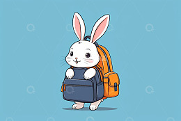 背着书包的卡通兔子