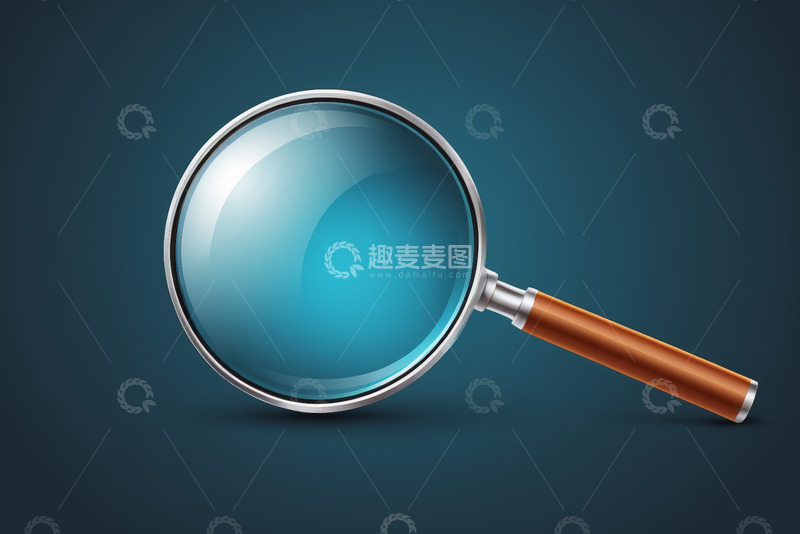 高清大图下载【趣麦麦图】蓝色背景下的放大镜素材