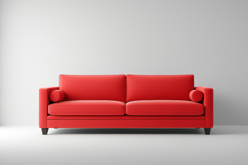 红色现代风格双人沙发