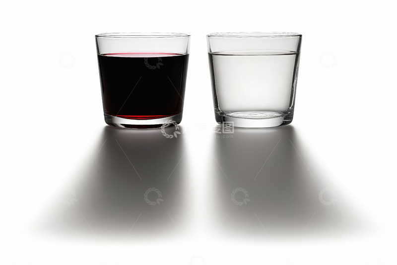 高清大图下载【趣麦麦图】两杯分别盛有液体的玻璃杯