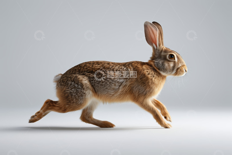 高清大图下载【趣麦麦图】奔跑的棕色兔子特写