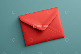 蓝色背景上的红色信封