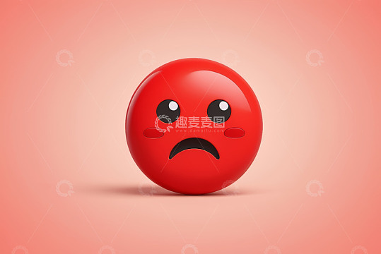 红色卡通表情圆球