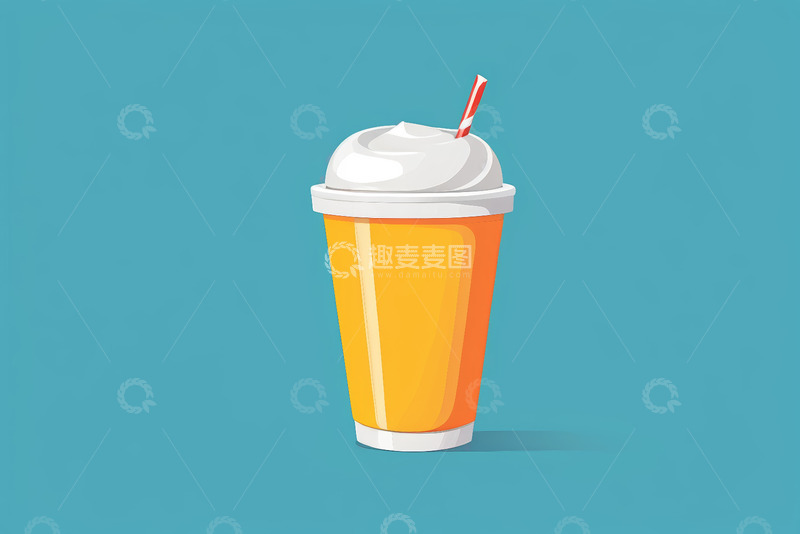 高清大图下载【趣麦麦图】插画风格带奶油顶饮料杯