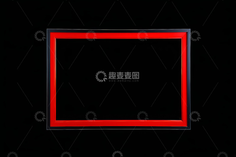 高清大图下载【趣麦麦图】黑色背景红色边框相框