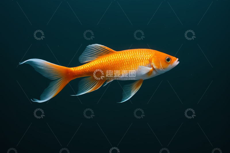 高清大图下载【趣麦麦图】水中游动的橙色金鱼