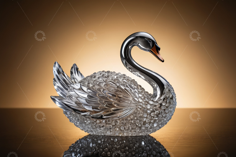 高清大图下载【趣麦麦图】水晶天鹅摆件特写