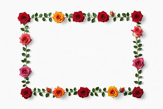彩色玫瑰组成的方形花边