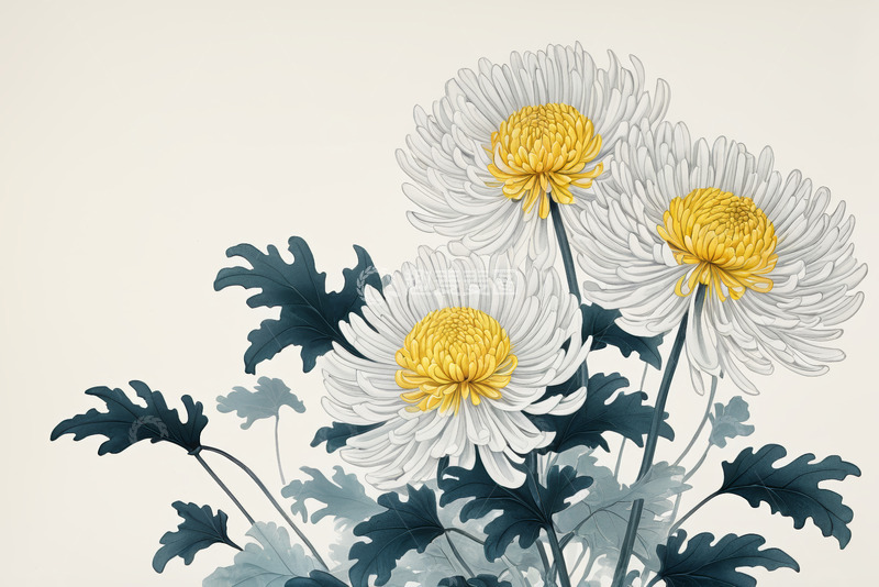 高清大图下载【趣麦麦图】白菊花卉特写