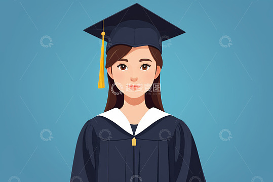 戴学士帽的毕业女生