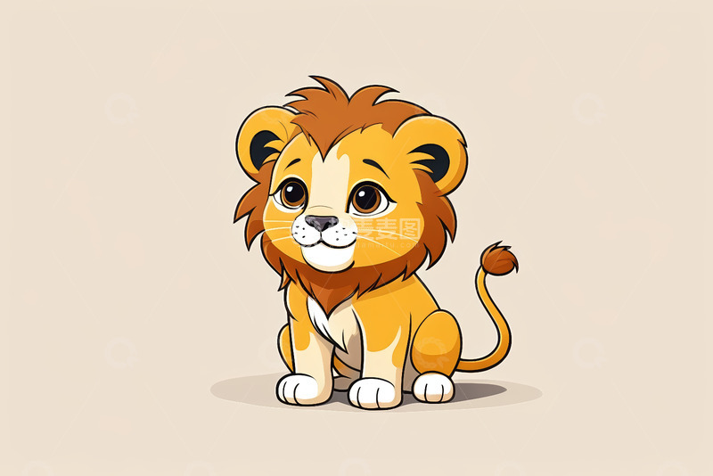 高清大图下载【趣麦麦图】卡通小狮子坐姿形象