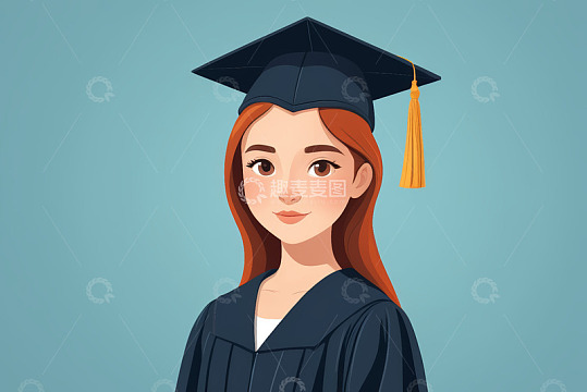 戴学士帽的女生毕业形象