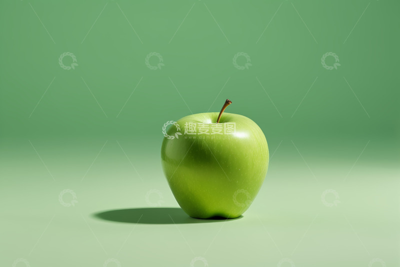 高清大图下载【趣麦麦图】绿色背景上的青苹果静物