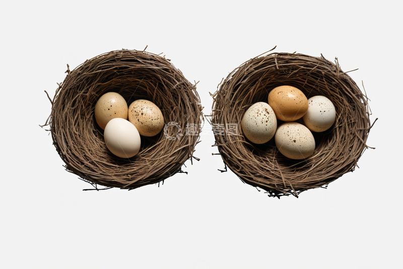 高清大图下载【趣麦麦图】鸟巢中的多枚鸟蛋特写