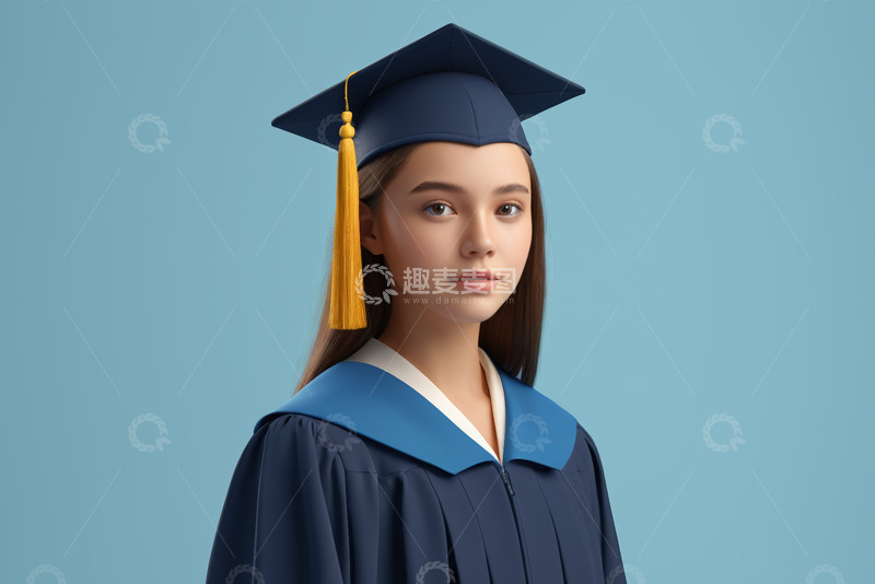 高清大图下载【趣麦麦图】身着学士服的毕业生肖像