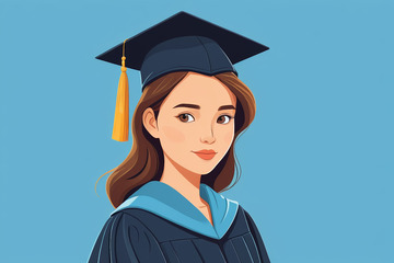 戴学士帽的女生毕业形象