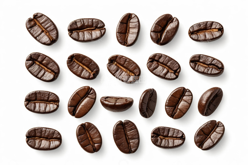 高清大图下载【趣麦麦图】排列整齐的烘焙咖啡豆