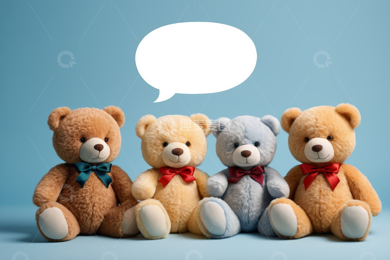 高清大图下载【趣麦麦图】四只泰迪熊玩具摆拍