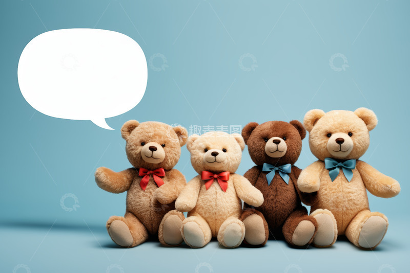 高清大图下载【趣麦麦图】四只小熊玩偶摆拍
