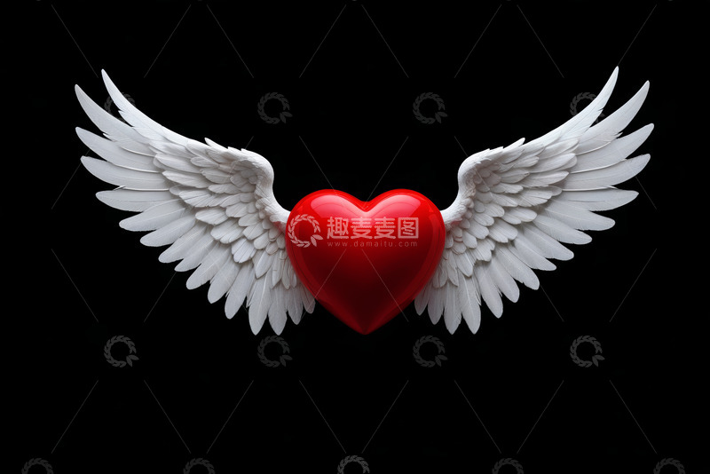 高清大图下载【趣麦麦图】带翅膀的红色爱心