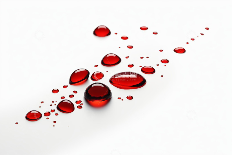 高清大图下载【趣麦麦图】白色背景上的红色液体水滴