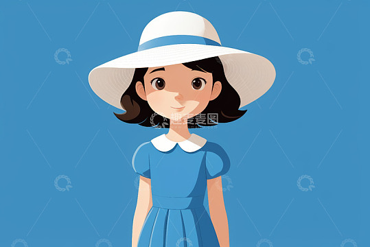 戴帽蓝衣女孩动画形象
