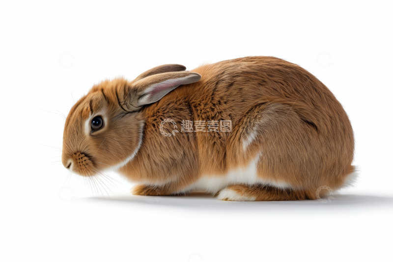 高清大图下载【趣麦麦图】棕色宠物兔侧坐特写