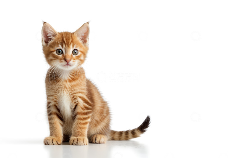 高清大图下载【趣麦麦图】橘色条纹小猫正面坐立