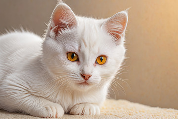 白色小猫趴卧特写