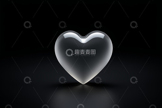 黑色背景透明心形物体