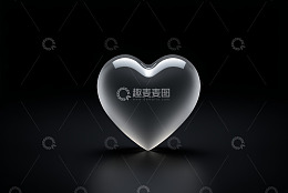 黑色背景透明心形物体