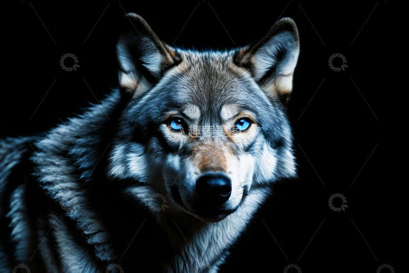 高清大图下载【趣麦麦图】蓝眼狼特写