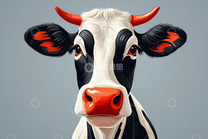 高清大图下载【趣麦麦图】黑白花奶牛特写