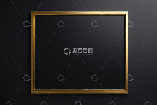 黑色背景上的金色方形框架