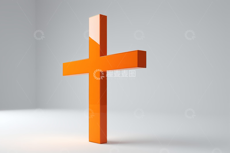 高清大图下载【趣麦麦图】橙色立体十字设计素材