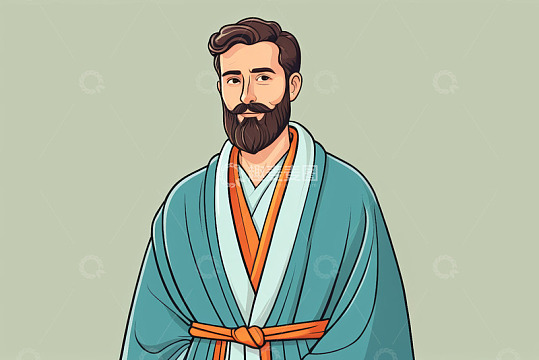 穿和服的男子肖像