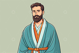 穿和服的男子肖像