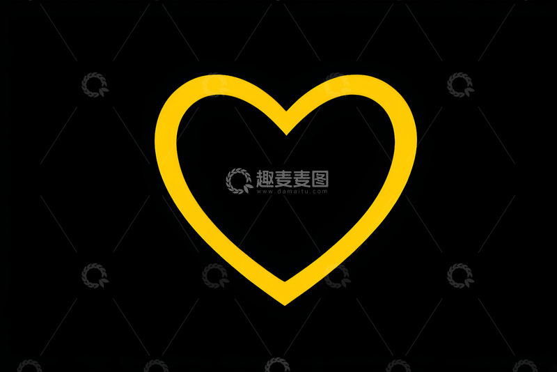 高清大图下载【趣麦麦图】黑色背景黄色心形图案