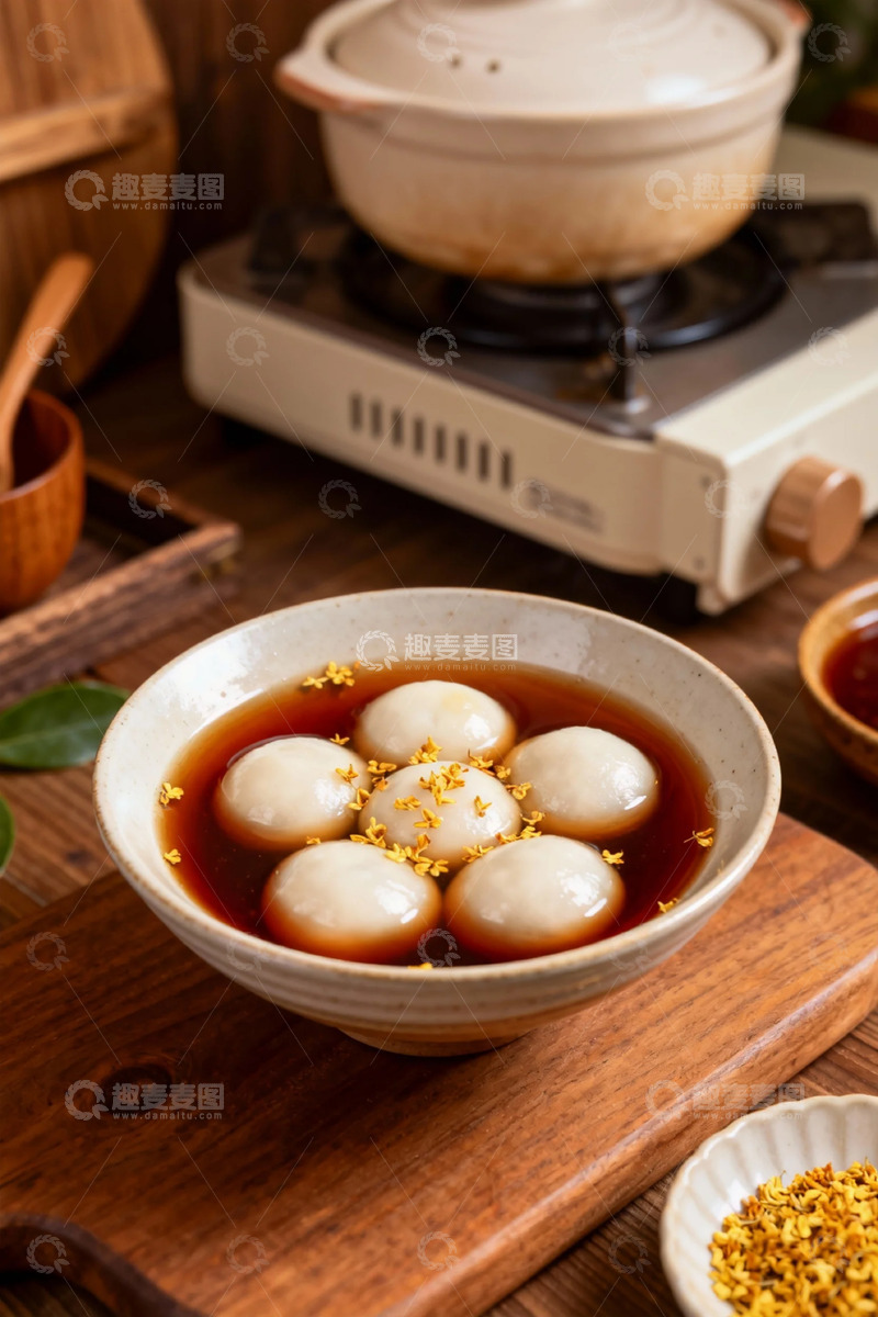 高清大图下载【趣麦麦图】中式甜品汤圆桂花汤