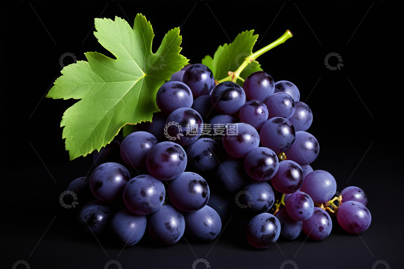 高清大图下载【趣麦麦图】黑底紫葡萄特写