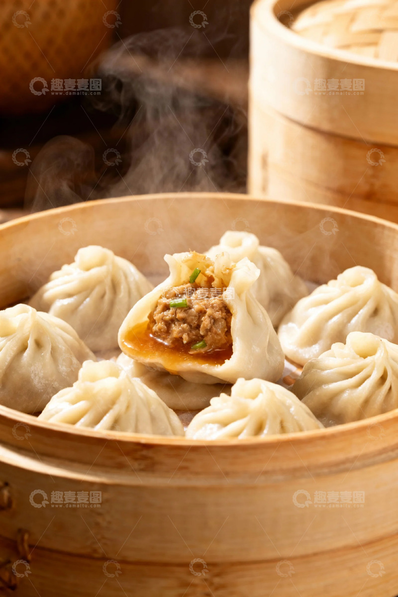 高清大图下载【趣麦麦图】小笼包美食蒸笼特写