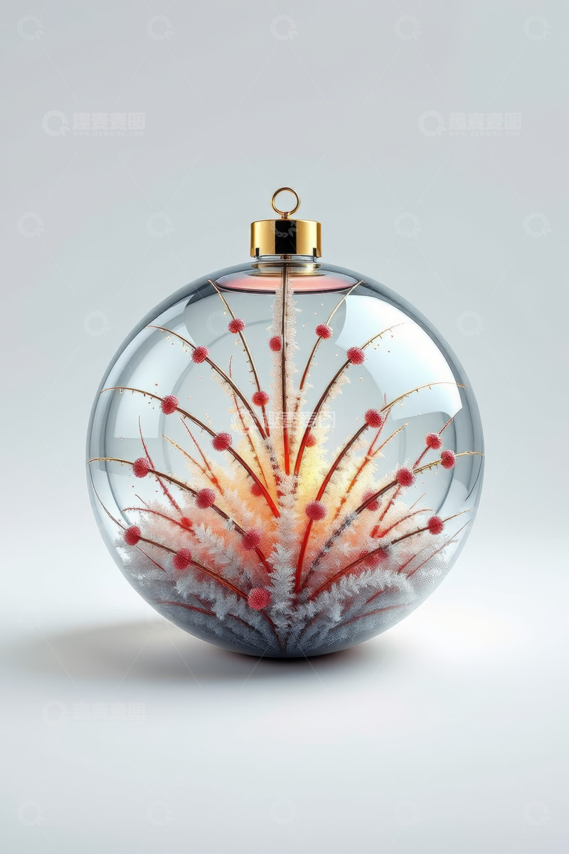 高清大图下载【趣麦麦图】透明圣诞装饰球特写